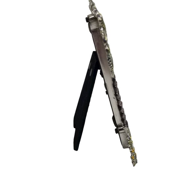 Lucky Elephant, Jeweled Metal Picture Frame w/ Palm Trees, & Genuine Crystals - Picture 2 of 13